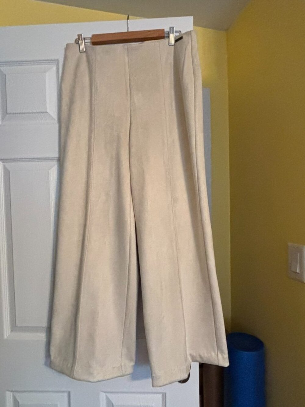 Kenneth Cole Faux Suede Dress Pants Trousers Off White Size L - Stretch Material
